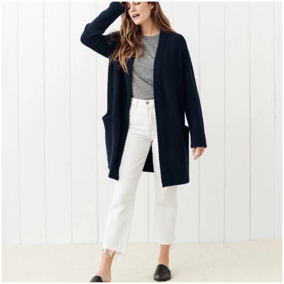 Jenni Kayne Boucle Sweater Coat Navy Blue - Picture 1 of 11
